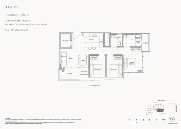 The Shorefront — floor plan B2, 3 Bedroom + Utility, D17