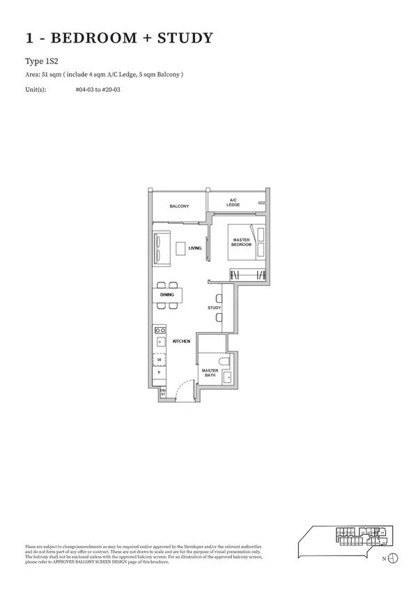 Tmw Maxwell — floor plan 1S2, 1 Bedroom + Study, D02