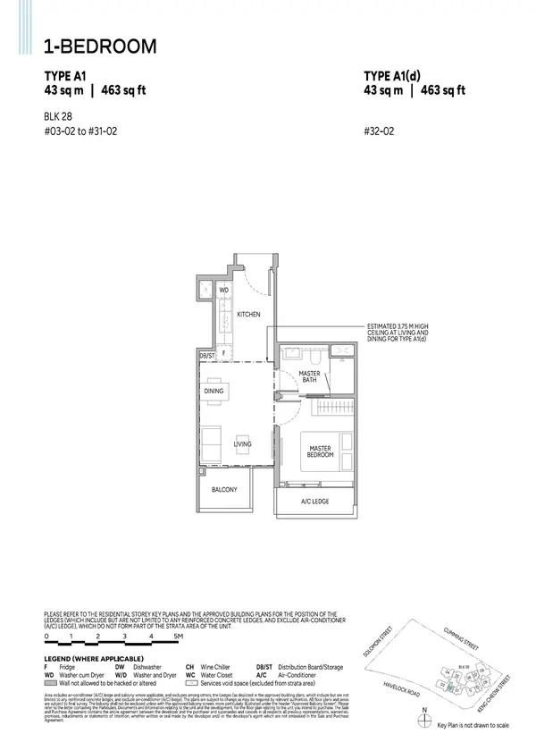 Union Square Residences — floor plan A1(d), 1 Bedroom, D01