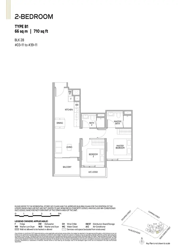 Union Square Residences — floor plan B1, 2 Bedroom, D01