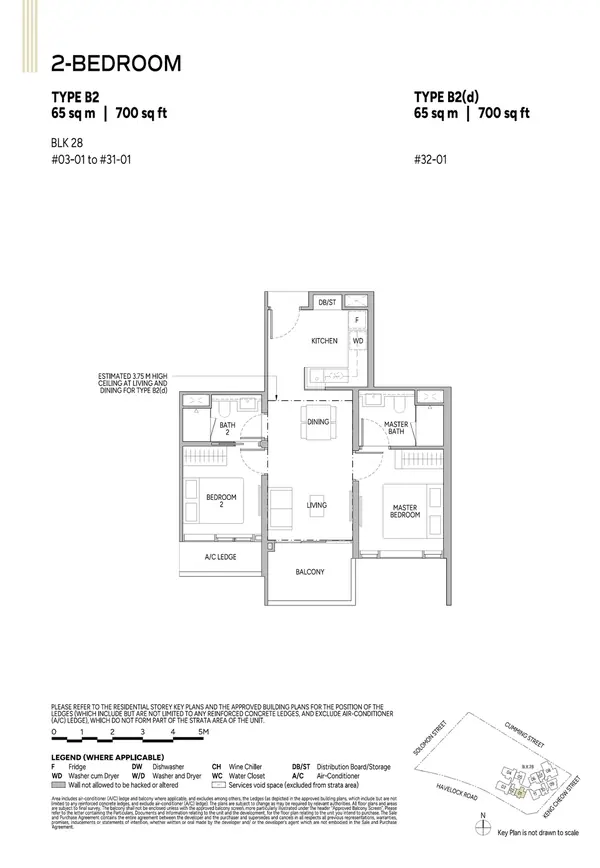 Union Square Residences — floor plan B2, 2 Bedroom, D01