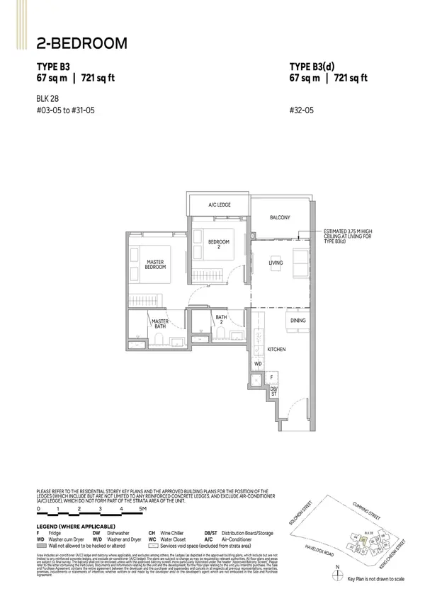 Union Square Residences — floor plan B3(d), 2 Bedroom, D01