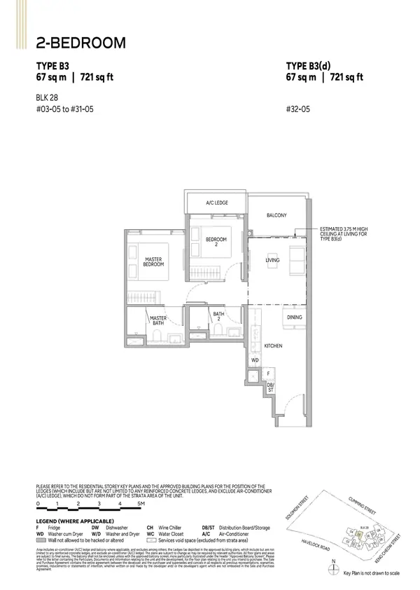 Union Square Residences — floor plan B3, 2 Bedroom, D01