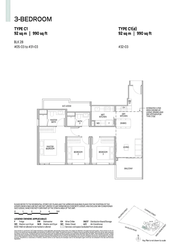 Union Square Residences — floor plan C1, 3 Bedroom, D01