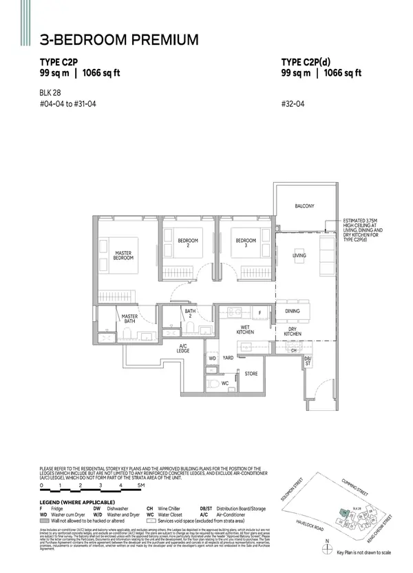 Union Square Residences — floor plan C2P(d), 3 Bedroom Premium, D01