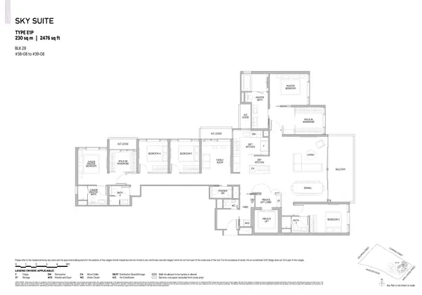 Union Square Residences — floor plan E1P, Sky Suite, D01