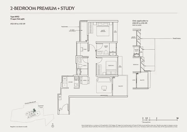 Upperhouse At Orchard Boulevard — floor plan BPS2, 2 Bedroom Premium + Study, D10