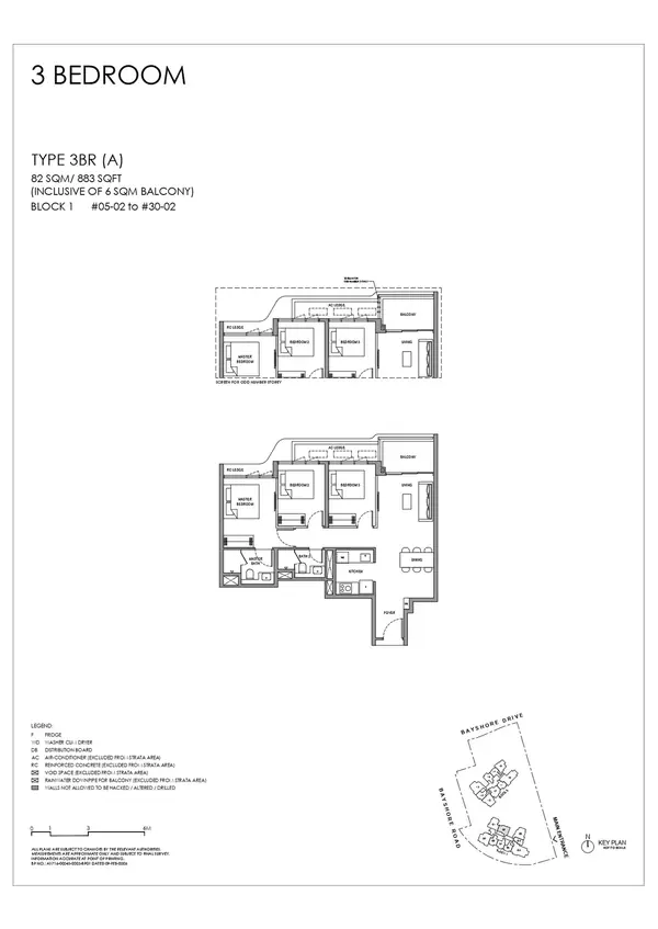 Vela Bay — floor plan 3BR (A), 3 Bedroom, D16