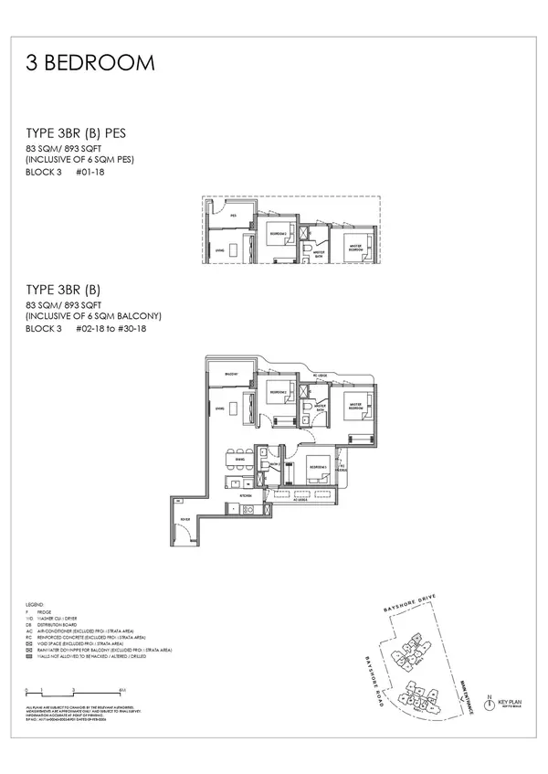 Vela Bay — floor plan 3BR (B) PES, 3 Bedroom, D16
