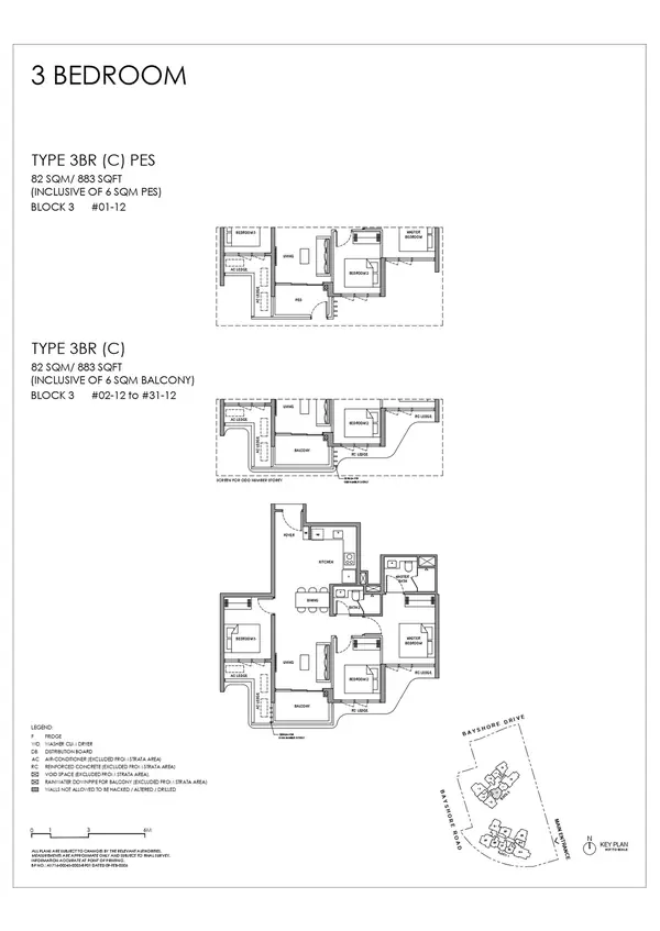 Vela Bay — floor plan 3BR (C) PES, 3 Bedroom, D16