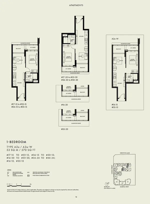 W Residences Marina View - Singapore — floor plan A2a-W, 1 Bedroom, D01