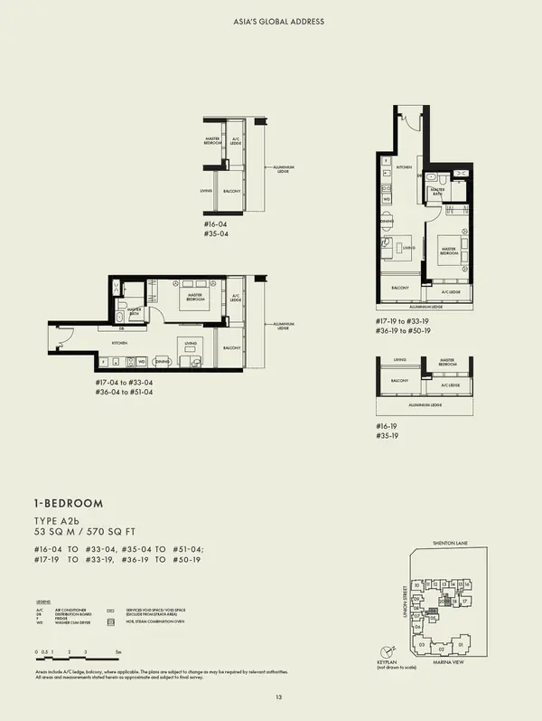 W Residences Marina View - Singapore — floor plan A2b, 1 Bedroom, D01
