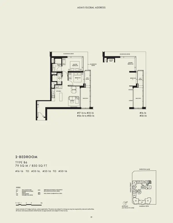 W Residences Marina View - Singapore — floor plan B6, 2 Bedroom Premium, D01