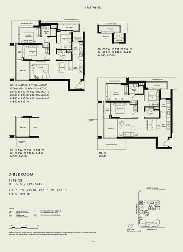 W Residences Marina View - Singapore — floor plan C2, 3 Bedroom, D01