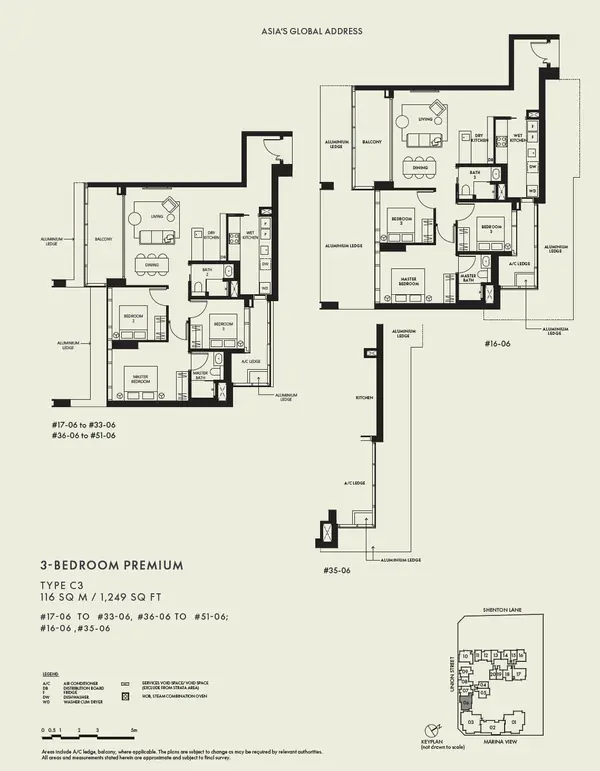 W Residences Marina View - Singapore — floor plan C3, 3 Bedroom Premium, D01