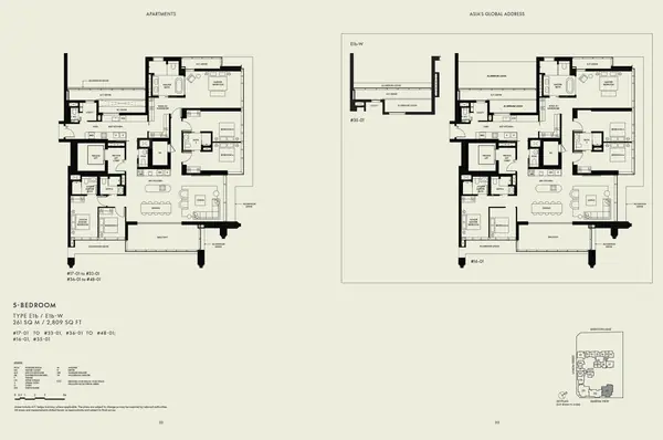 W Residences Marina View - Singapore — floor plan E1b, 5 Bedroom, D01