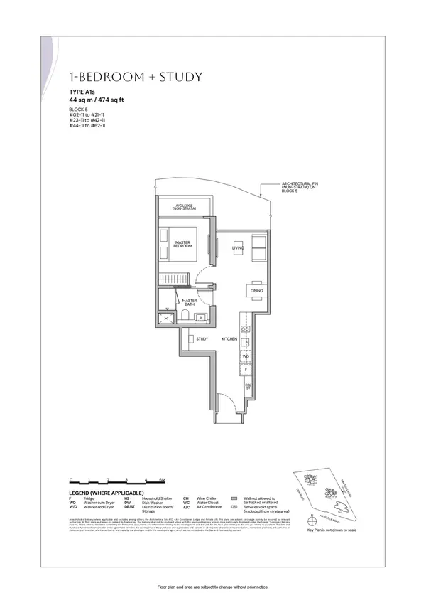 Zyon Grand — floor plan A1s, 1 Bedroom + Study, D03