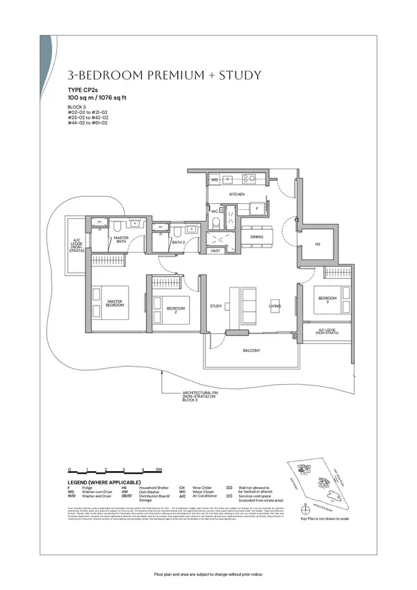 Zyon Grand — floor plan CP2s, 3 Bedroom Premium + Study, D03