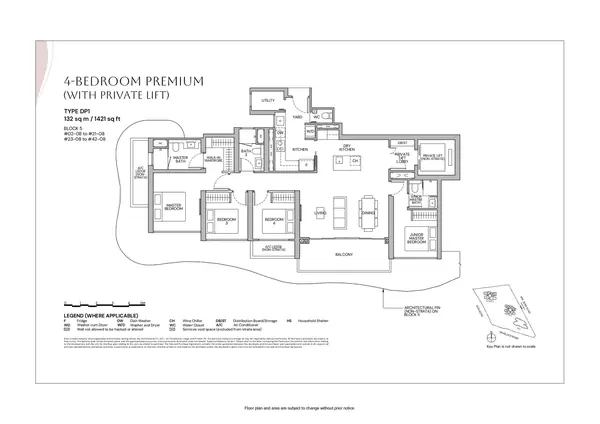 Zyon Grand — floor plan DP1, 4 Bedroom Premium (With Private Lift), D03