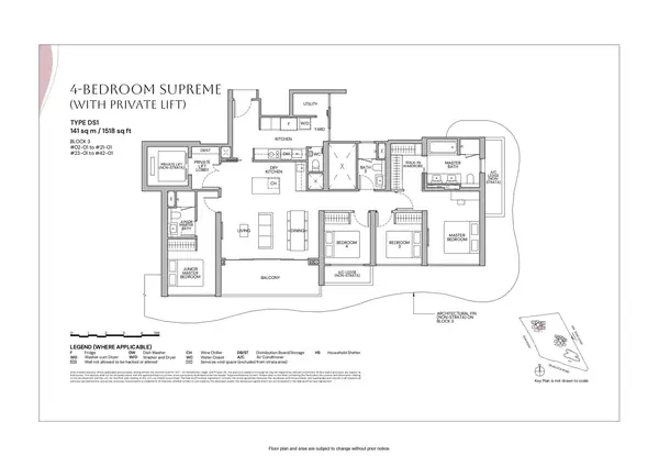 Zyon Grand — floor plan DS1, 4 Bedroom Supreme (With Private Lift), D03