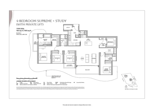 Zyon Grand — floor plan DS2s, 4 Bedroom Supreme + Study (With Private Lift), D03