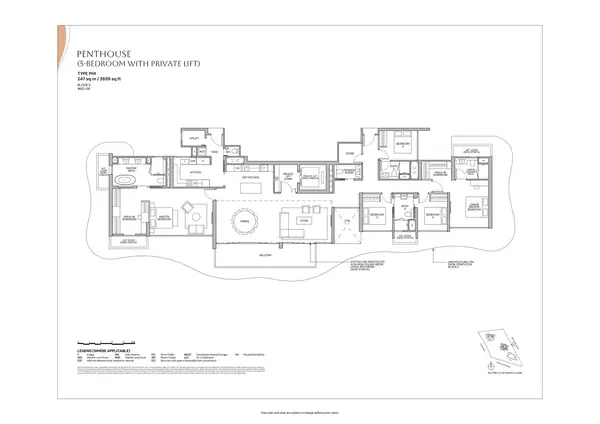 Zyon Grand — floor plan PH1, Penthouse (5 Bedroom With Private Lift), D03